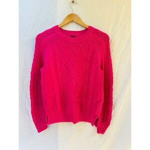 Gap Women Pink Cable Knit Crew Neck Sweater Size S